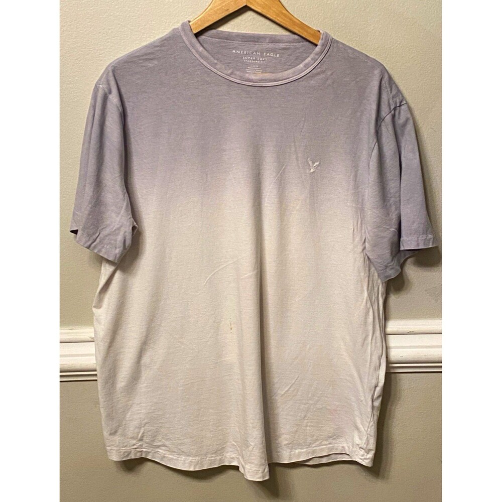 American Eagle Outfitters Super Soft Standard Fit Crew Neck Tee L Gray/White
